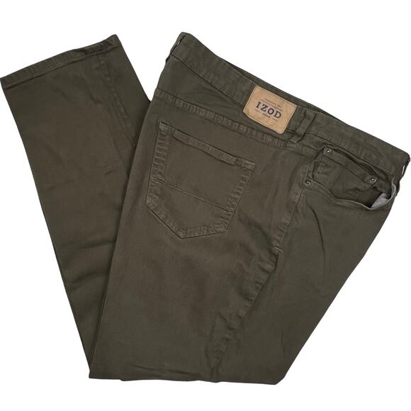 Izod Jeans men’s 42x30 relaxed fit stretch cotton spandex blend jeans Green - Picture 1 of 9